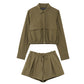 European And American Tuyere Pocket Decoration Short Shirt Leisure Skirt