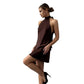 Women's Sleeveless Dress Satin Halter Mid-length