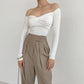 One-line Neck Strapless Breast Wrap Slim Long Sleeves