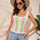 Summer Tops Beach Multi-color Splicing Striped Sweater Fashion Lace Camisole Vest Women