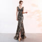 Robe de soirée à col en V pour femme