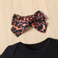 European And American Cotton Leopard Print Letter Mama Short Sleeve Triangle Rompers Cake Pantskirt Headdress