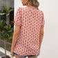 V-neck Short-sleeved Shirt With Small Floral Ears And Puff Sleeves
