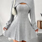 New Fashion Fall Winter Hooded Shawl Long-sleeved Vest Short Skirt Two-piece Set