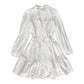 Robe blanche française à manches longues pour femme, style vacances