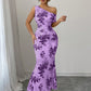 New Arrival Printed Off-shoulder High-waist Sheath Dress