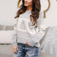 Pull de Noël en tricot à imprimé géométrique et élan mignon pour femme