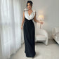 A High-end And Elegant V-neck Sleeveless Dress With Contrasting Colors