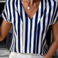 Fashion Short Sleeve Striped Shirt For Women