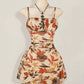 Sexy Strap Print Dark Gothic Style Loose Dress