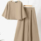 European And American Fashion Suit Solid Color Short Sleeve Loose Trousers Two-piece Set