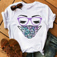 Leopard mask eyes lashes ladies short sleeves