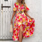 A Single-breasted Printed Mid-length Dress