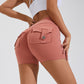 Short taille haute avec poches pour le yoga, le fitness, le sport, l'été