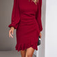 Puff Sleeve Solid Color Sheath Dress Women