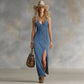 Button-front Sleeveless Denim Dress Vintage Style