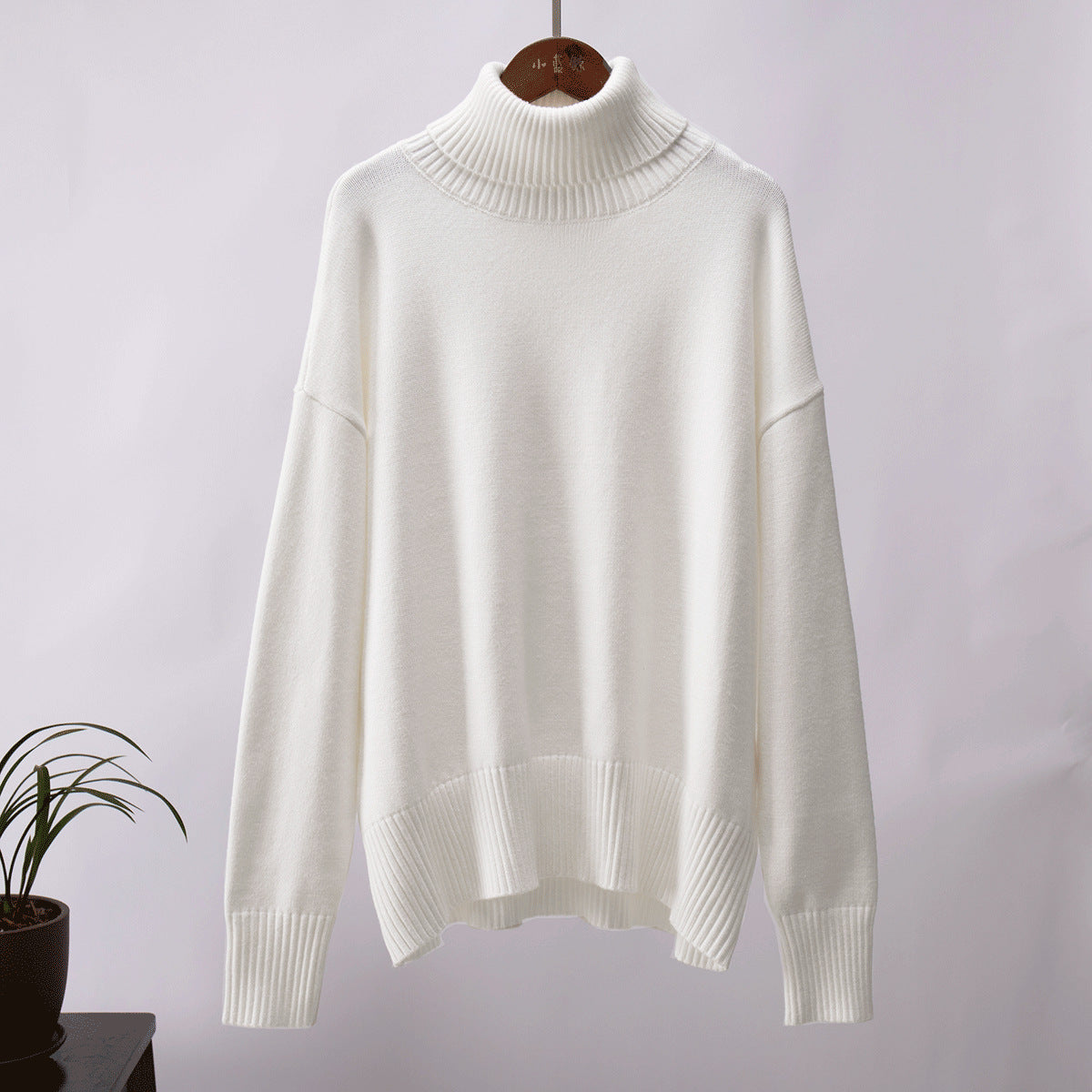 Pull à col roulé uni tendance pour femme