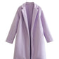 Women's Casual Woolen Lapel Non-buckle Overcoat Coat