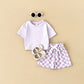 Ensemble deux pièces pantalon à carreaux et motif damier pour enfant
