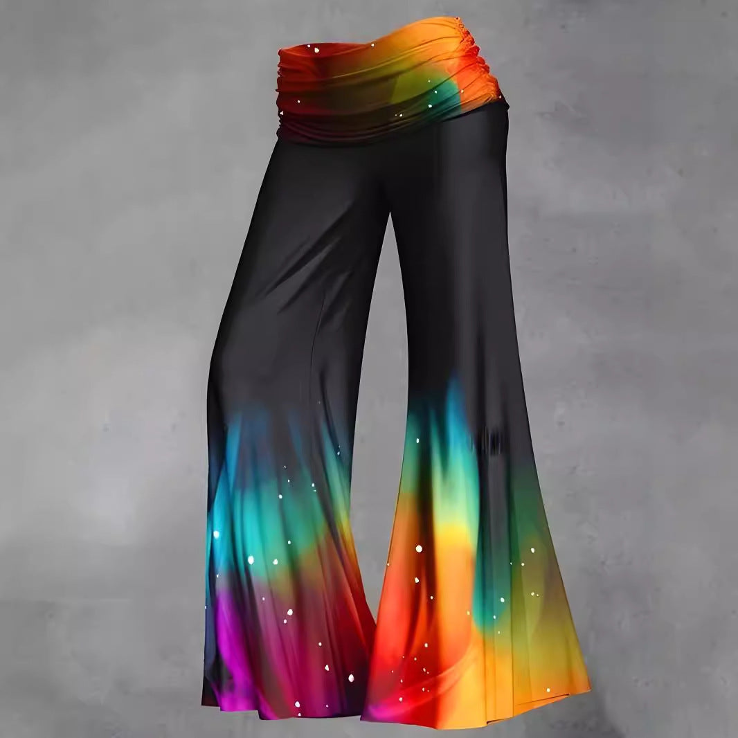 Women's Top Sleeveless Waist T Bell-bottom Pants Trousers Suit