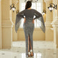 Long Sleeve Elegant Long Sequins Dress Women