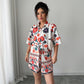 Simple Style Short Sleeve Printed Short Pants Suit