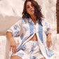 Printed Loose Short Sleeve Shirt Top Casual Shorts Suit