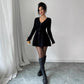 Women's Solid-Color V-Neck Knitted Dress
