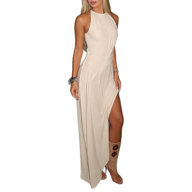 Womens Solid-Color Elegant And Classy Dress