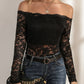 Elegant Fan-shaped Collar Off-shoulder Lace Top