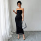 Elegant Style Tube Top Hip Skirt Suit
