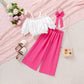 Bow Blouse With Polka Dot Rose Red Pants