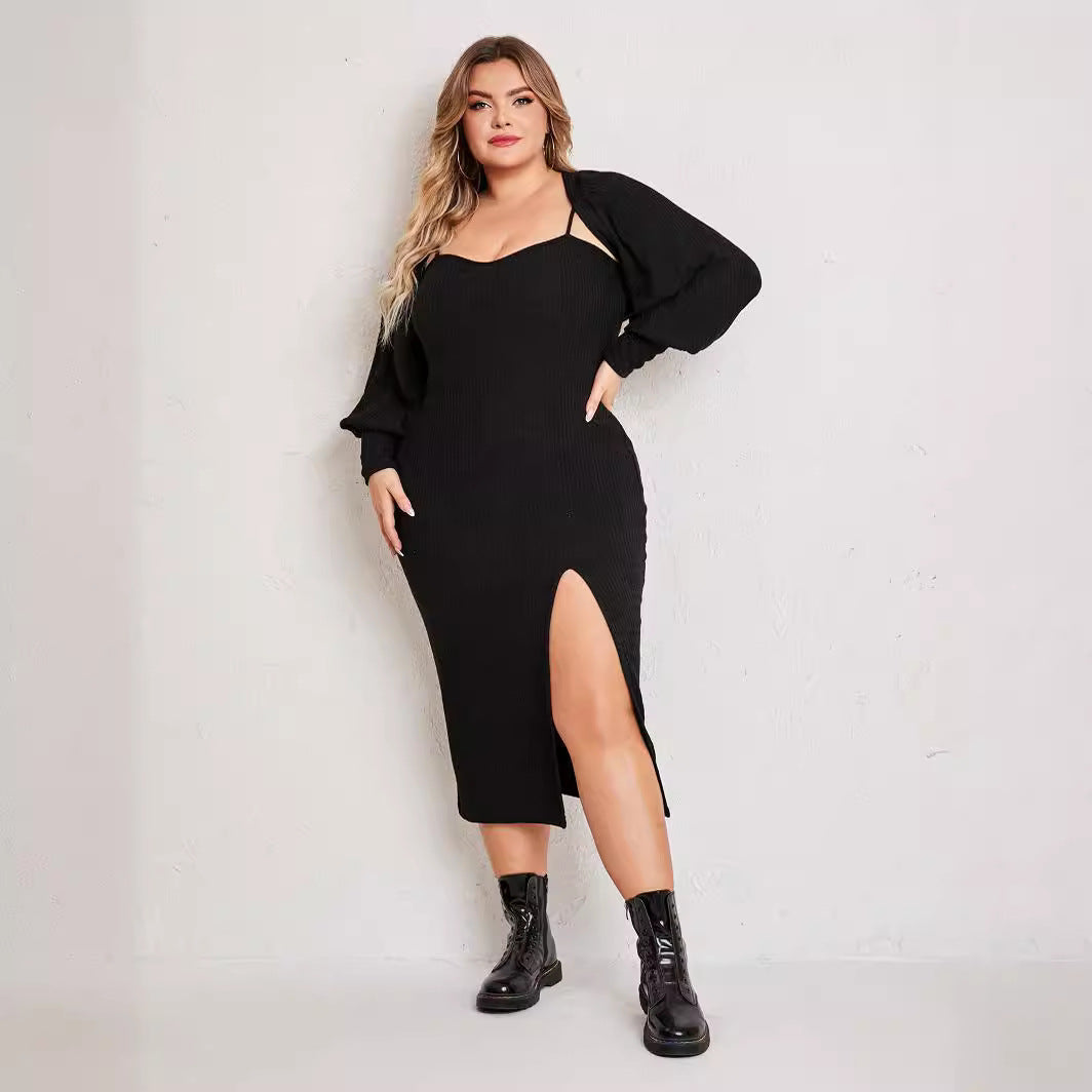 Outerwear Bra Top Backless Dress High Slit