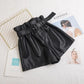 Short en cuir PU taille haute élastique pour femme, automne et hiver