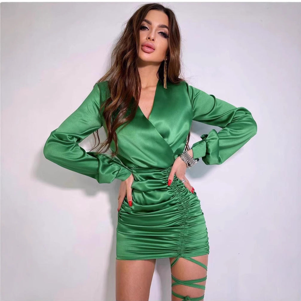 Slimming Long Sleeves High Waist Sheath Dress Women
