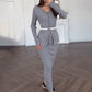 Long Sleeve Knitted Temperament High Waist Sheath Long Skirt