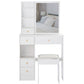 29.2 Small Space Left Drawer Desktop Vanity Table  Cushioned Stool, Extra Large Right Sliding Mirror, Multi Layer High Capacity Storage, Practical Fashionable Dresser, Suitable For Small Space