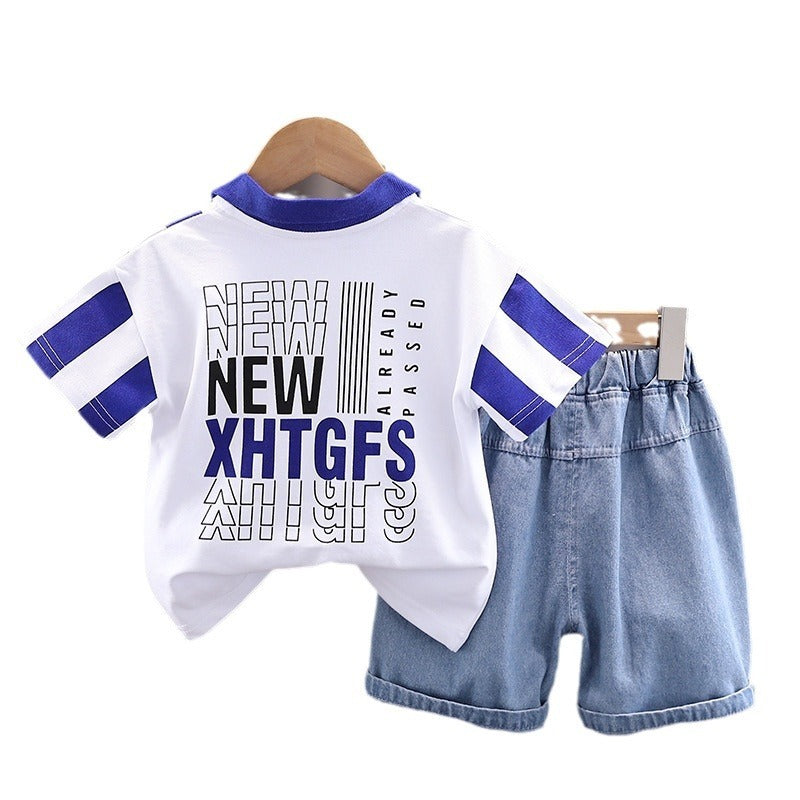 Cotton Short-sleeved T-shirt Western Style Top Two-piece Set