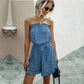 Floral color shoulder multi-color belt jumpsuit