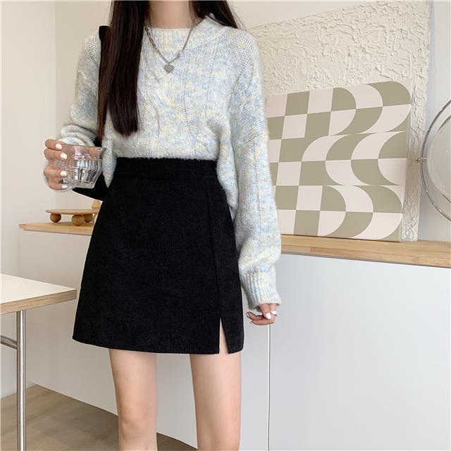 Corduroy A- Line Skirt Autumn And Winter College Style High Waist