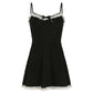 European And American Sweet And Spicy Lace Splicing Sling A- Line Skirt