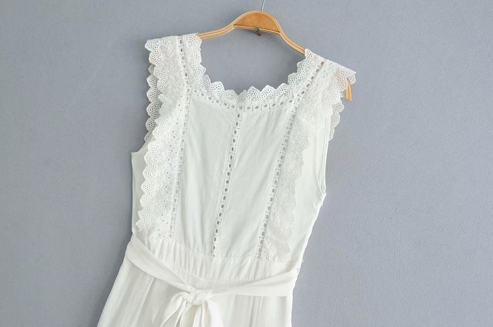 Lace panelling jumpsuit