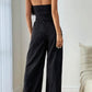 Sleeveless Front Button Casual Striped Jumpsuit