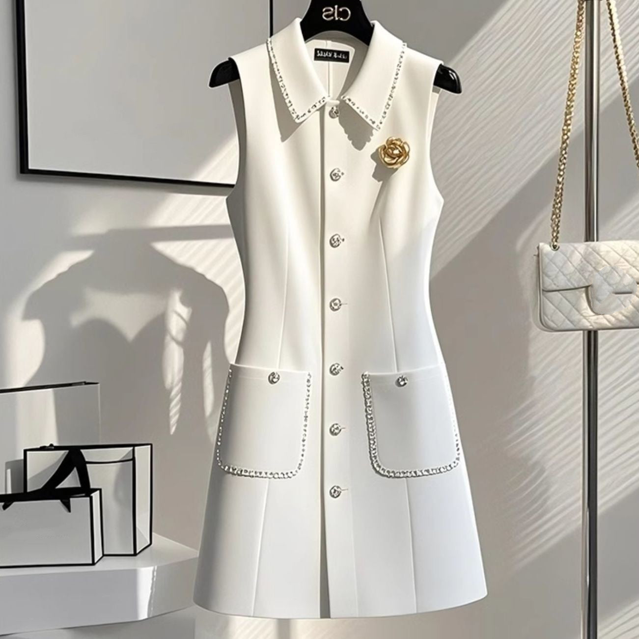 Women's Fashion French Style Temperament Vest Dress