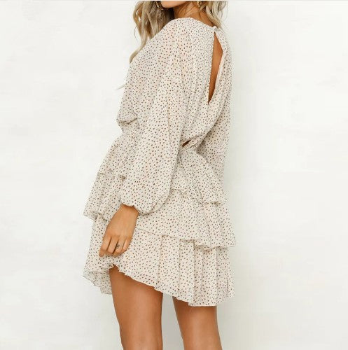 Long loose polka dot dress in women's long skirt