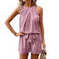 Summer Womens Two-piece Set Halterneck Vest And Shorts