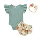 Hanging Multicolor Flying Sleeve Romper  Floral Culottes  Headscarf