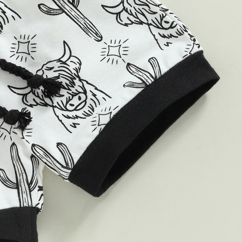 Ensemble deux pièces t-shirt à manches courtes et short imprimé tête de vache