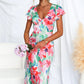Robe mi-longue à volants et col en V fleuri