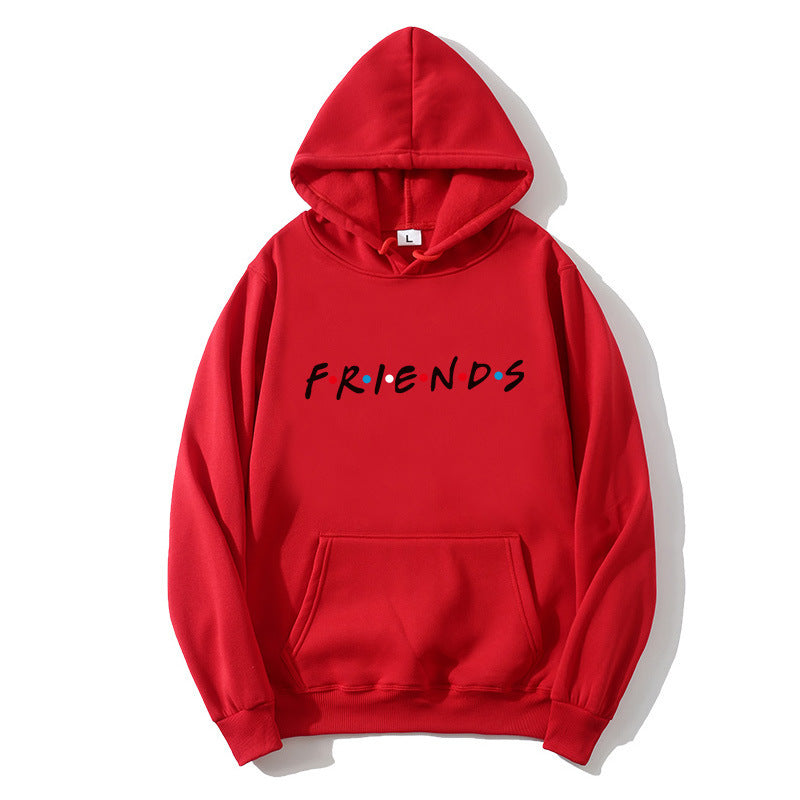 Sweat-shirt à capuche à manches longues et imprimé Letter Friend pour femme